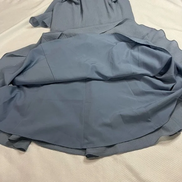 H by Halston Light Blue Open Back Off the Shoulder Dress - Picture 9 of 13